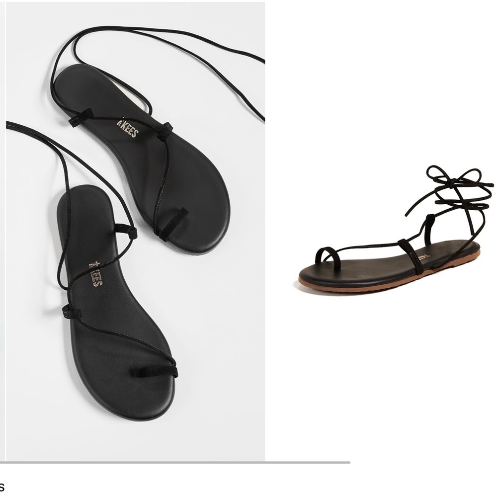 TKEES Jo Lace Up Black Sandals NWOT!